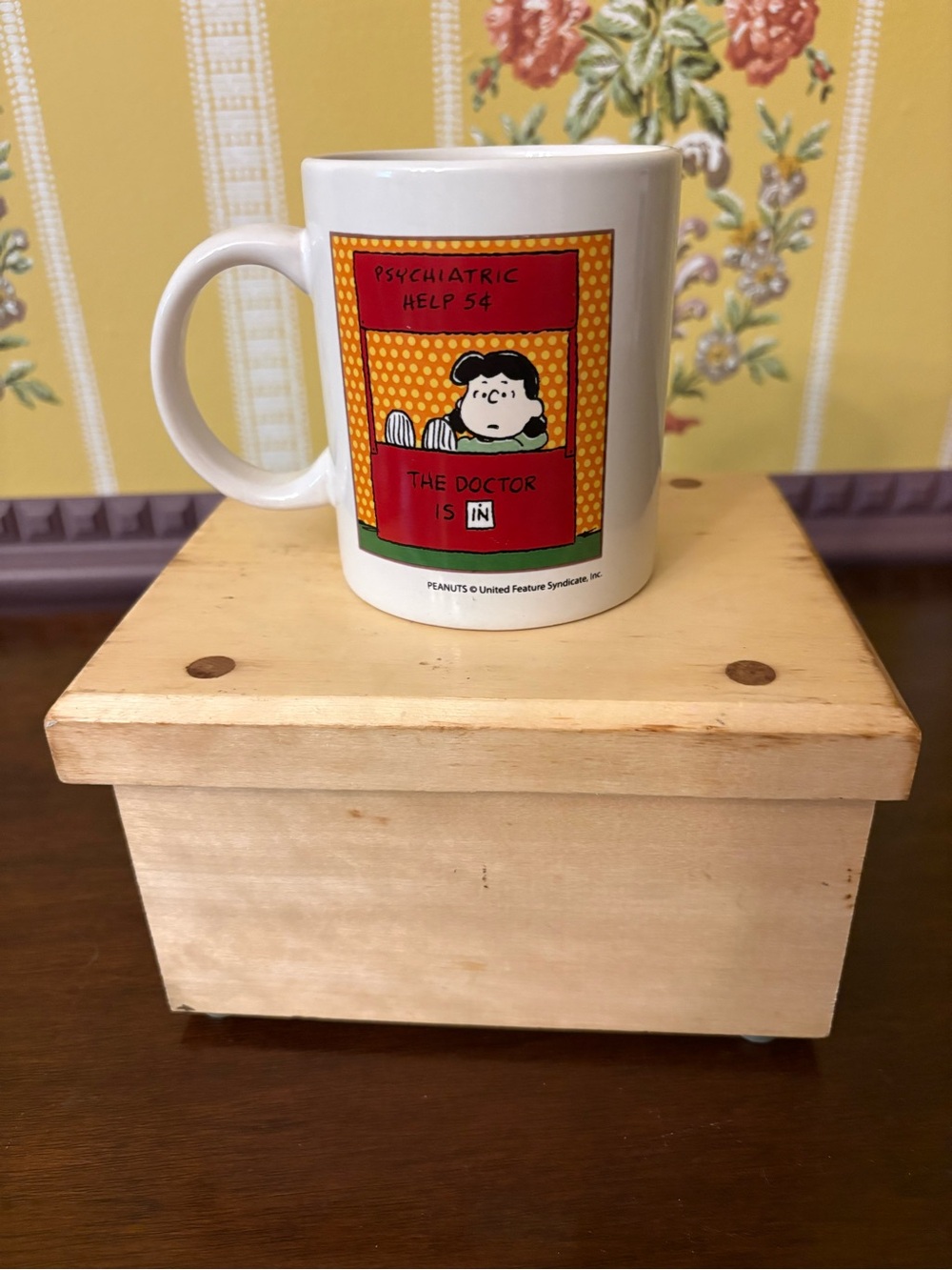Peanuts Comic Ceramic Coffee Mug - White with Red Graphic Lucy- the Doctor is in